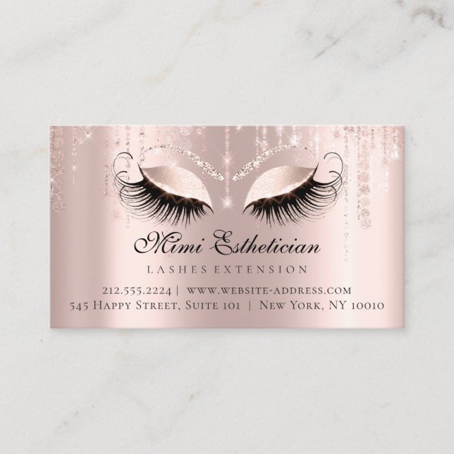 Aftercare Instructions EyelashRose Strings  Lux Business Card (Front)