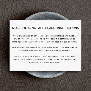 Aftercare Instructions For Nose Piercing Business  Card