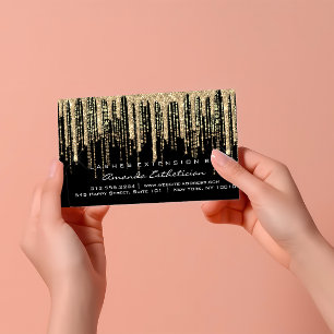 Aftercare Instructions Lash Extension Gold Black Business Card
