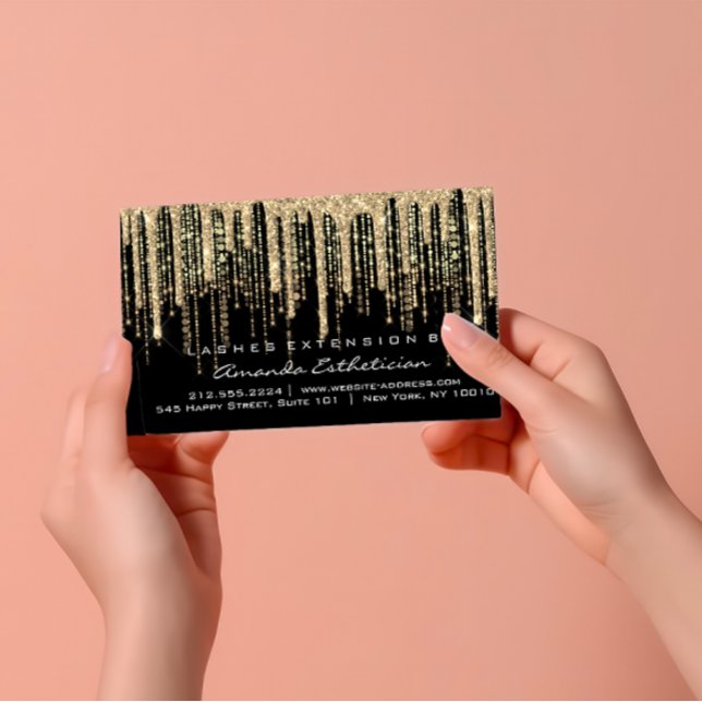 Aftercare Instructions Lash Extension Gold Black Business Card (Aftercare Instructions Lash Extension Gold Black Business Card)