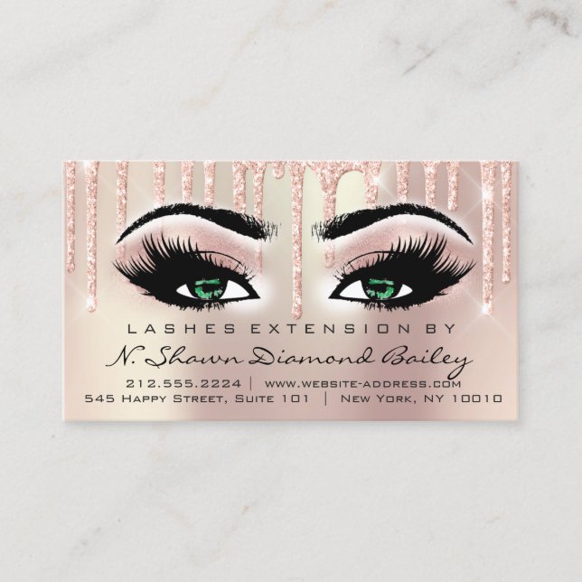 Aftercare Instructions Lash Extension Green Eyes Business Card (Front)