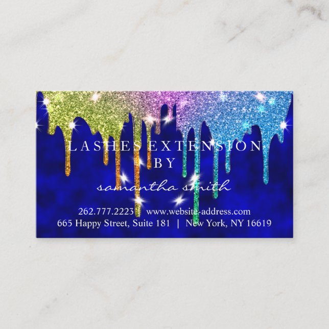 Aftercare Instructions Lash Gold Drips Spark Business Card (Front)