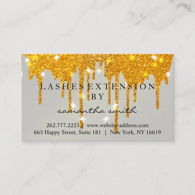 Aftercare Instructions Lash Gold Drips Spark Business Card (Front)