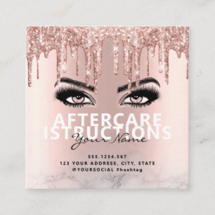 Aftercare Instructions Lash Large text space Square Business Card