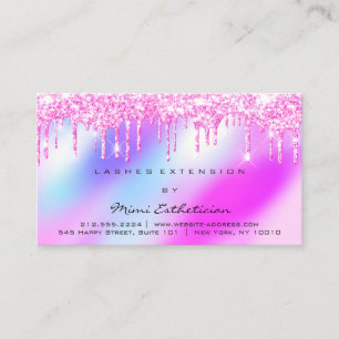 Aftercare Instructions Lash Pink Drips Holograph Business Card