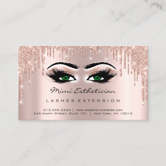 Aftercare Instructions Lash Rose Drips Green Eyes Business Card (Front)