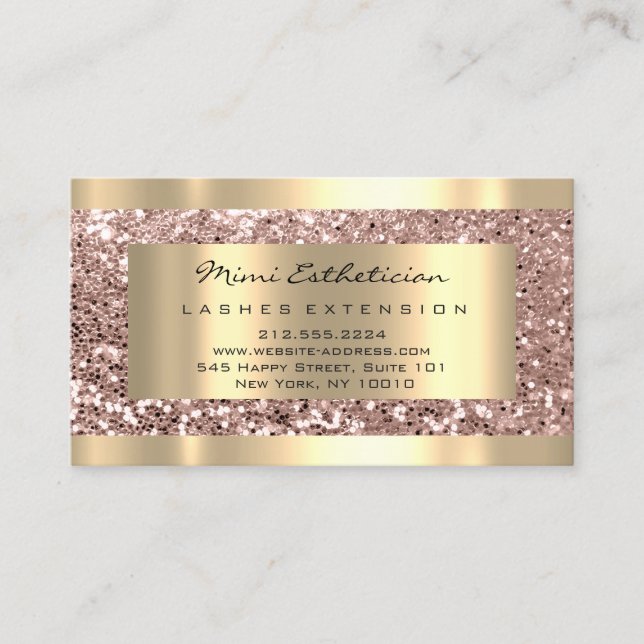 Aftercare Instructions Lash Rose Gold Blush Glam Business Card (Front)