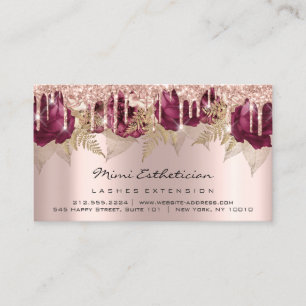 Aftercare Instructions Lash Rose Gold Drips Floral Business Card