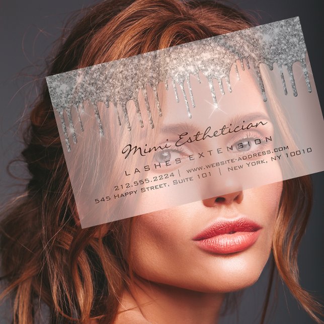 Aftercare Instructions Lash Rose Gold Drips Grey B Business Card (Aftercare Instructions Lash Rose Gold Drips Gray Business Card )
