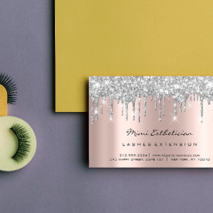 Aftercare Instructions Lash Rose Gold Drips Grey Business Card