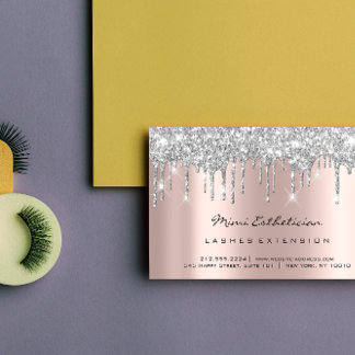 Aftercare Instructions Lash Rose Gold Drips Grey Business Card