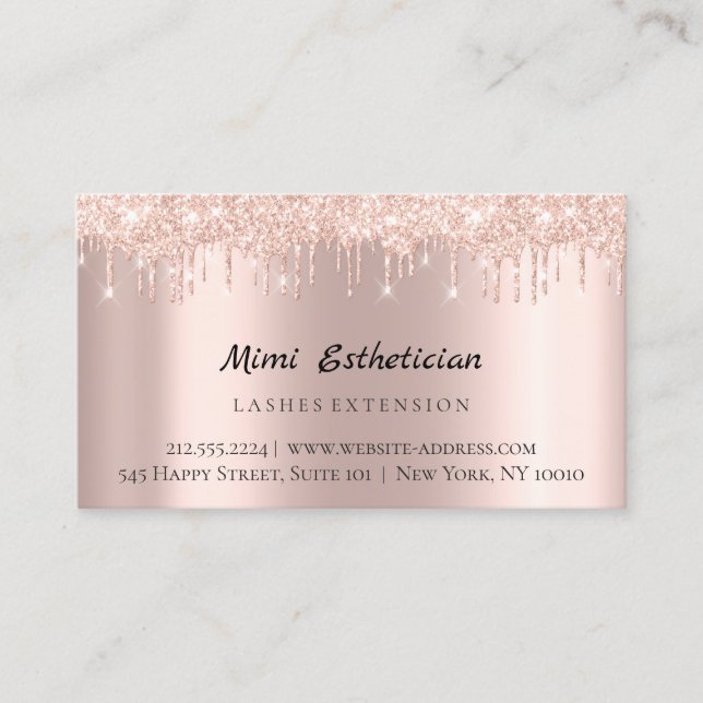 Aftercare Instructions Lash Rose Gold Drips Lux Business Card (Front)