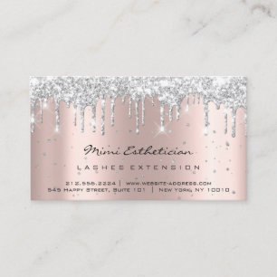 Aftercare Instructions Lash Rose Gold Drips Silver Business Card