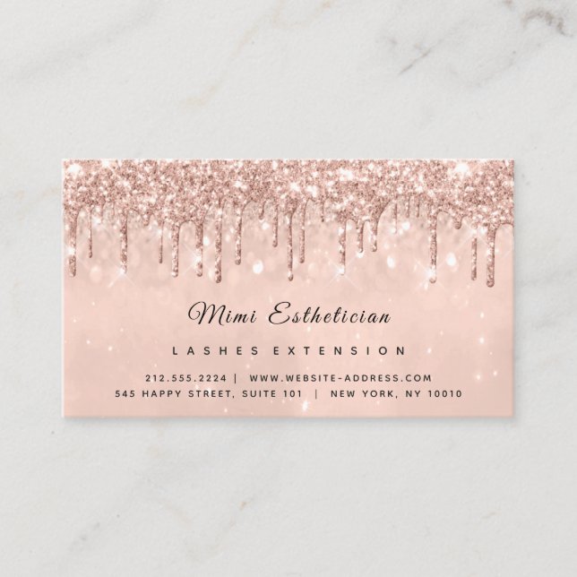 Aftercare Instructions Lash Rose Gold Drips Spark Business Card (Front)