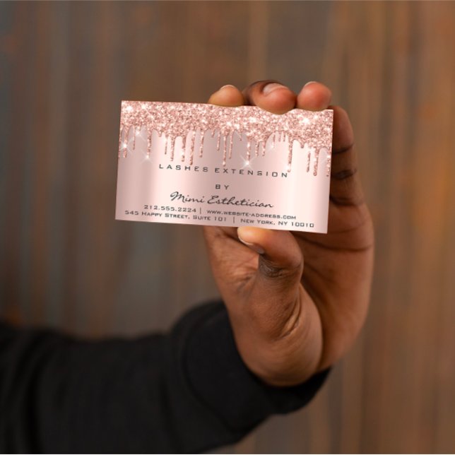 Aftercare Instructions Lash Rose Gold Drips Spark Business Card (Aftercare Instructions Lash Rose Gold Drips Spark Business Card)