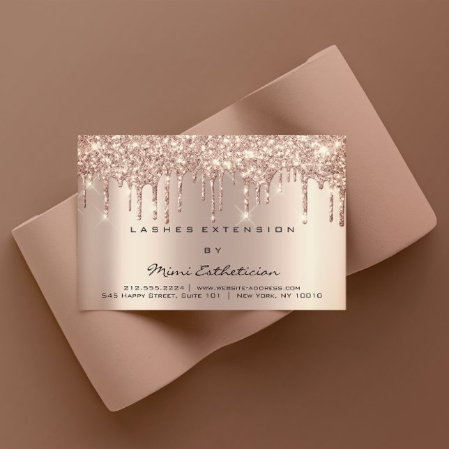 Aftercare Instructions Lash Rose Gold Drips Spark Business Card (Creator Uploaded)