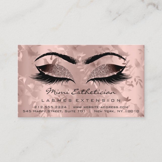 Aftercare Instructions Lash Rose Gold Eyelashes Business Card (Front)