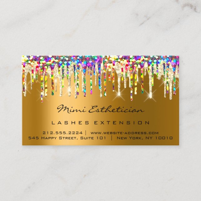 Aftercare Instructions Lash Rose Holograph Gold Business Card (Front)