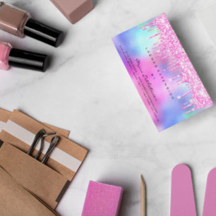 Aftercare Instructions Lash Rose Pink Drips Spark Business Card
