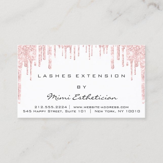 Aftercare Instructions Lash Rose White Drips Pink Business Card (Front)