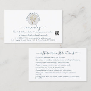 Aftercare Instructions Lash White Logo QR CODE Business Card