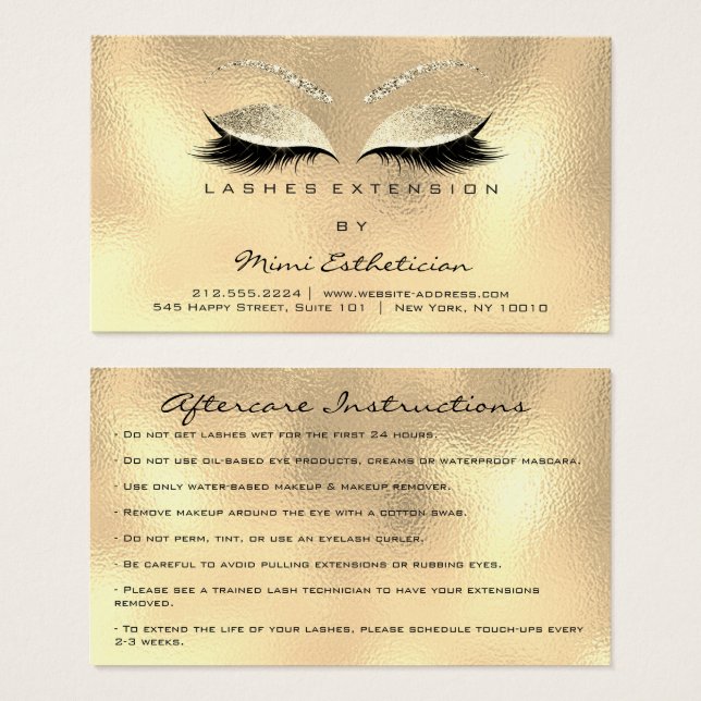 Aftercare Instructions Lashes Champaigne Gold (Front & Back)