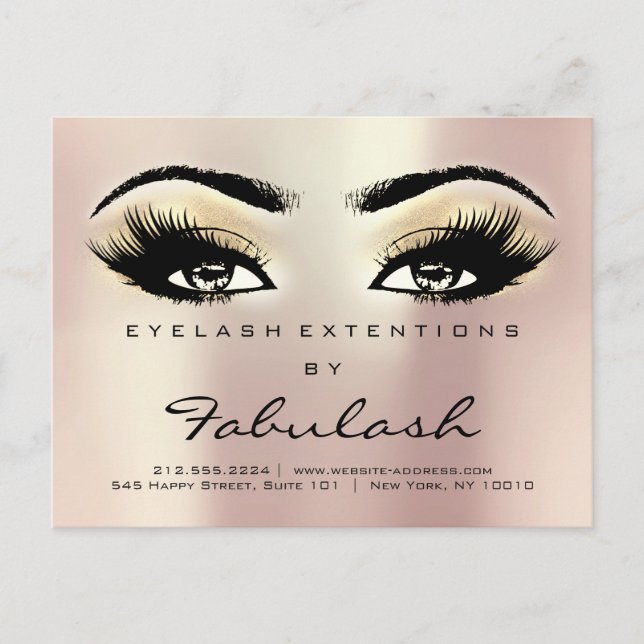 Aftercare Instructions Lashes Extension Champaigne Postcard (Front)