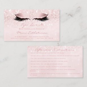 Aftercare Instructions Lashes Extension Pink Glam Business Card