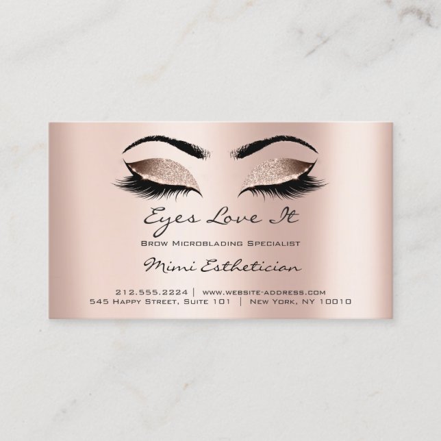 Aftercare Instructions Lashes Extension Rose Gold Business Card (Front)