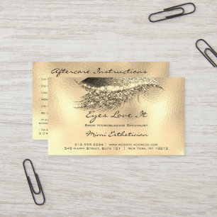 Aftercare Instructions Lashes Metal Lux Gold Business Card