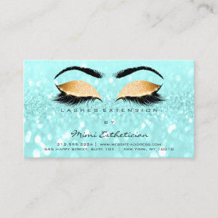 Aftercare Instructions Lashes Ocean Blue Gold Business Card