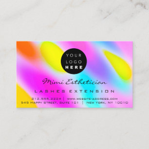 Aftercare Instructions Lashes Pink  Holograph Logo Business Card