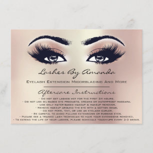 Aftercare Instructions Lashes Rose  Blush Makeup Invitation