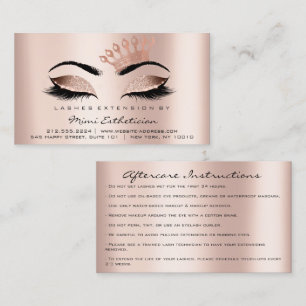 Aftercare Instructions Lashes Rose Crown Business Card