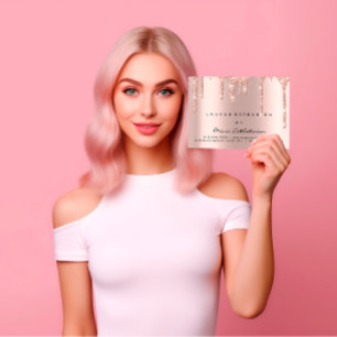 Aftercare Instructions Lashes Rose Gold Sparkly Business Card
