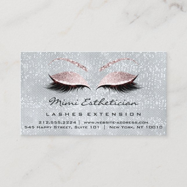 Aftercare Instructions Lashes Studio Smoky Blue Business Card (Front)