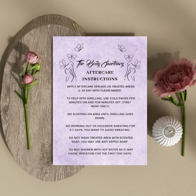 Aftercare Instructions Logo women Body Butterflies Business Card (Creator Uploaded)