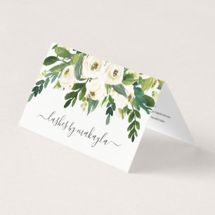 Aftercare Lashes Elegant White Watercolor Floral Business Card