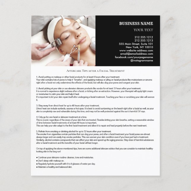 Aftercare Tips after a Facial Treatment  4.5x5.6 Flyer (Front)