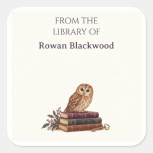 Afterdark Library Owl Halloween Bookplate Sticker