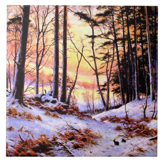 Afterglow, famous painting by Joseph Farquharson, Ceramic Tile (Front)