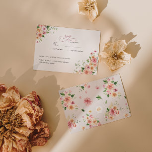 Afterglow Garden Floral Wedding RSVP Card