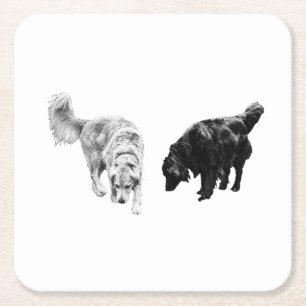 Afterglow Table Hush — Retriever Duo Square Paper Coaster