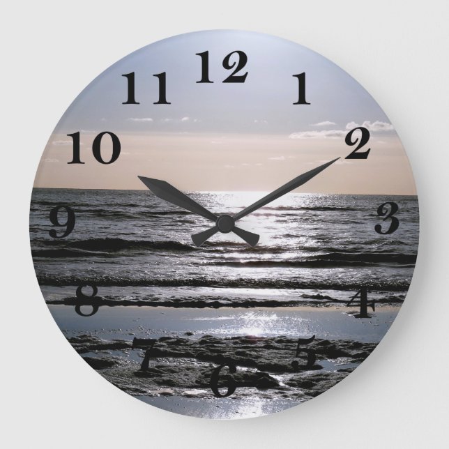 Afternoon at North Holland Beach Large Clock (Front)