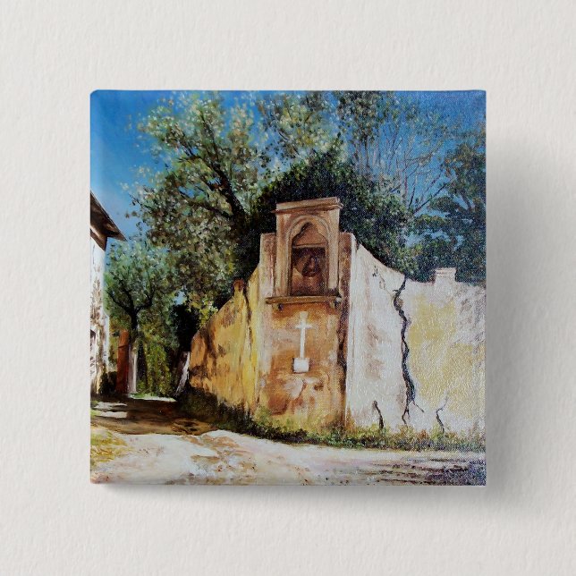AFTERNOON IN RIMAGGIO / Tuscany View 15 Cm Square Badge (Front)
