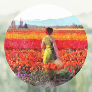 Afternoon in the Tulip Fields Classic Round Sticker