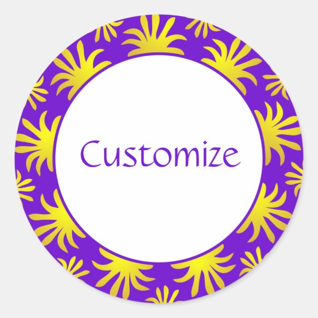 Afternoon of the Triffids Template - Purple & Gold Classic Round Sticker (Front)