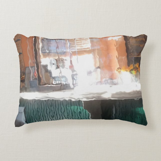 Afternoon sunlight, train station decorative cushion (Front)