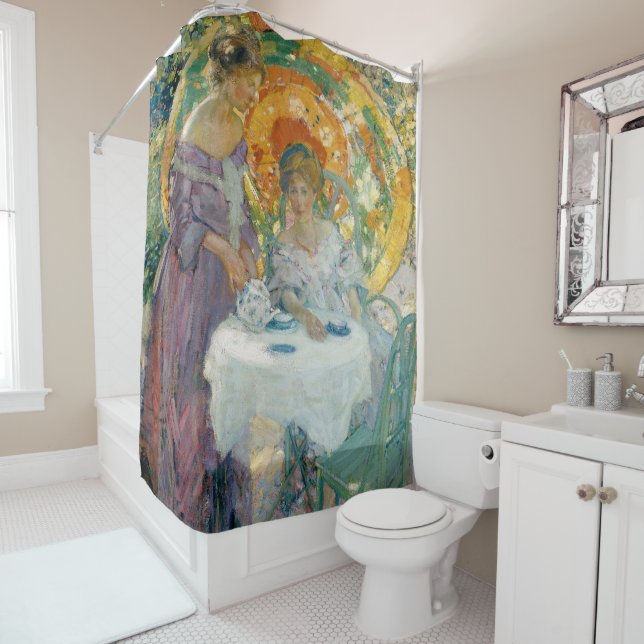 Afternoon tea 1910 by Richard Emile Miller Shower Curtain (In Situ)