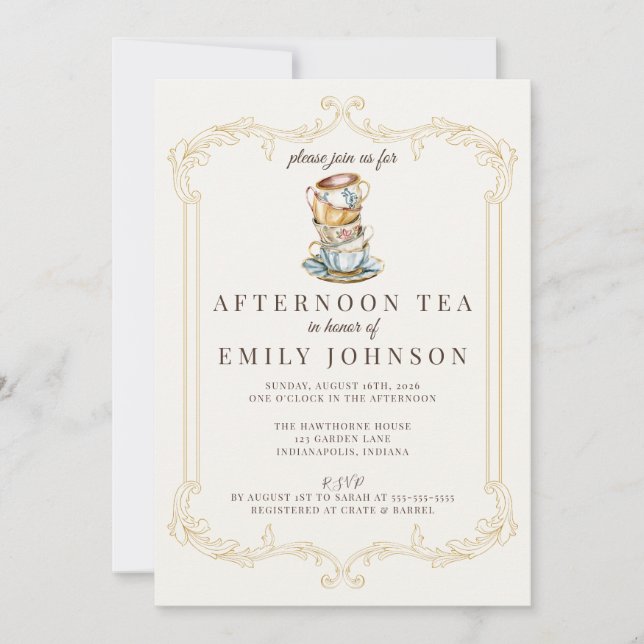 Afternoon Tea Bridal Shower Invitation (Front)